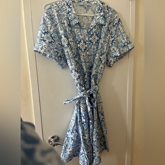 XXL Hill house Laura linen dress in blue mosaic - Picture 4 of 5